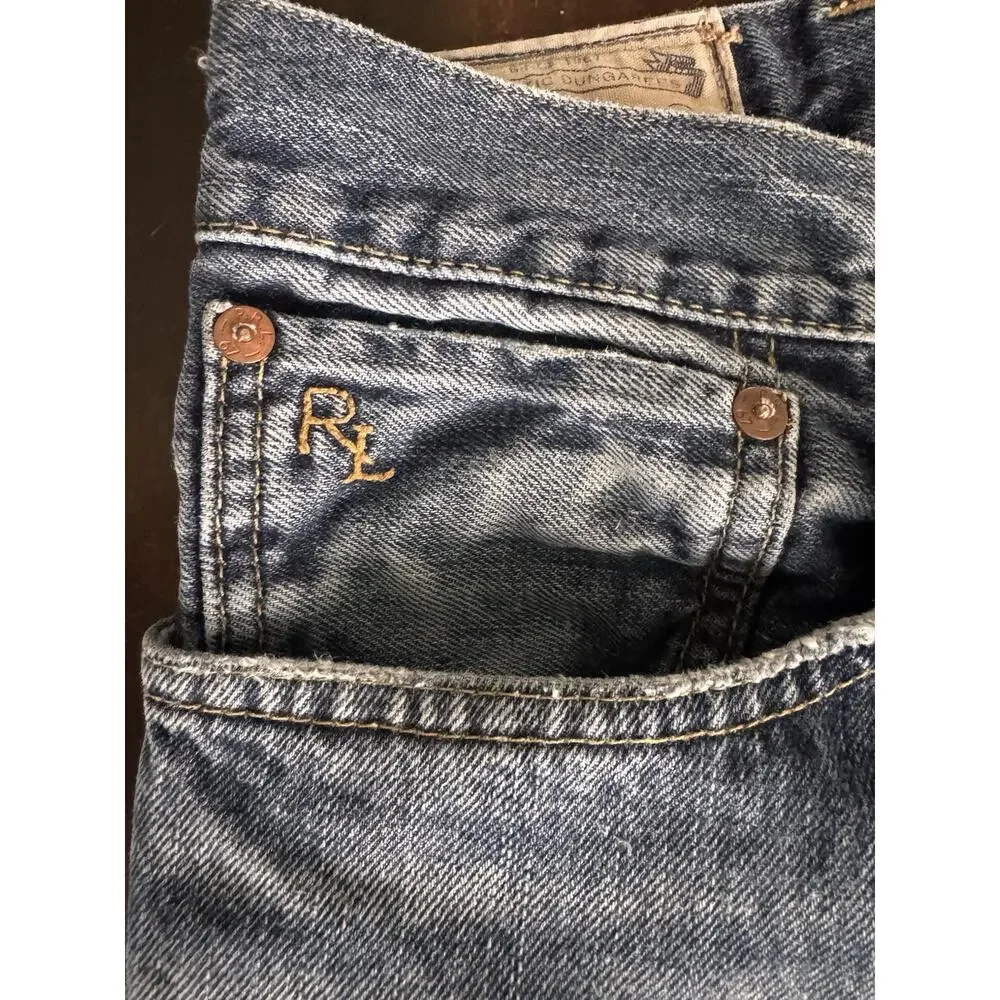 Vintage Polo Ralph Lauren Distressed Straight Leg Jeans Button Fly 40x30